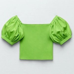 💚KNIT TOP WITH BALLOON SLEEVES💚 NEON GREEN